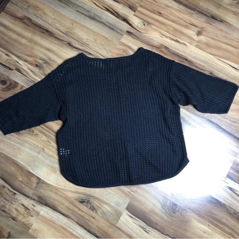 JEANNE PIERRE Black Open-Knit Women's Sweater
